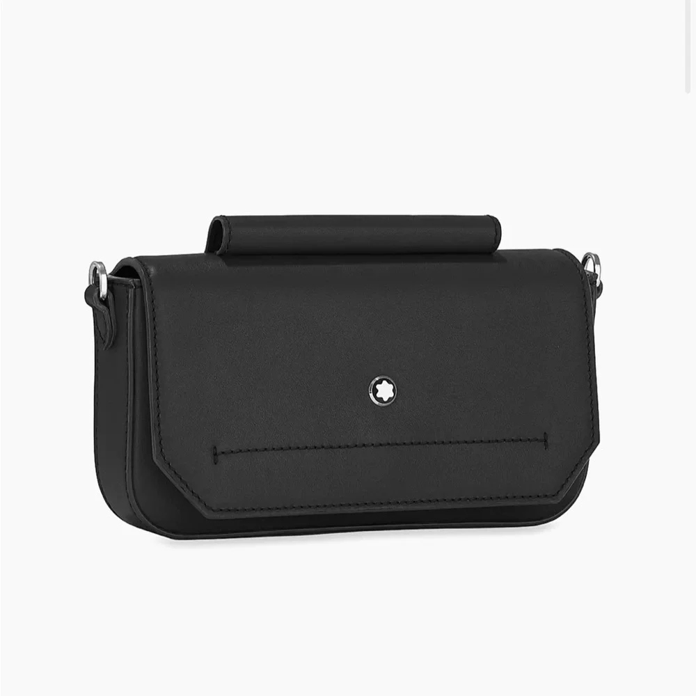 NEW MONTBLANC BLACK LEATHER MINI BAG CROSSBODY UNISEX